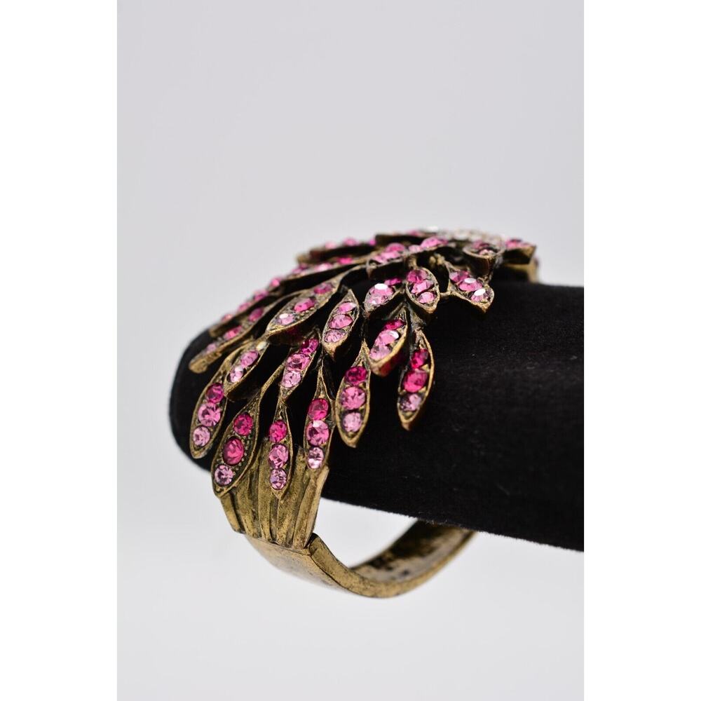 Statement Peacock Bangle Bracelet Rhinestone Crys… - image 3